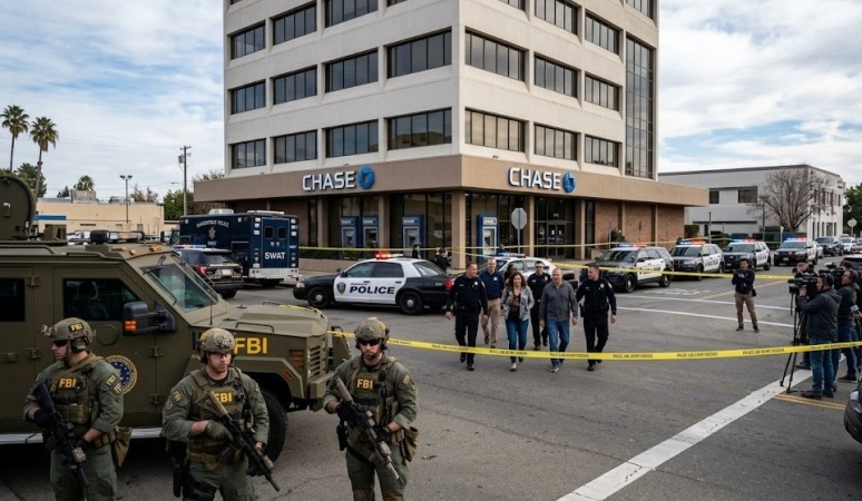 Man shot dead by FBI after taking hostages at California bank