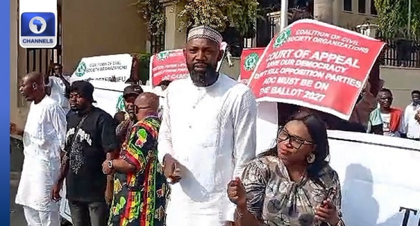 ADC crisis: David Mark-led group protests at Abuja Federal High Court