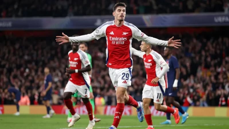 Havertz and Saka star as Arsenal sink PSG in Champions League