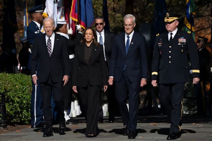 Harris appears with Biden for first time since election loss