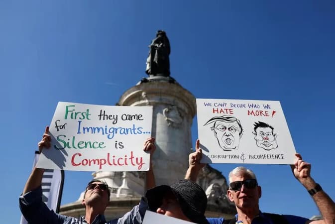 Hundreds protest against Trump, Elon Musk in major European cities