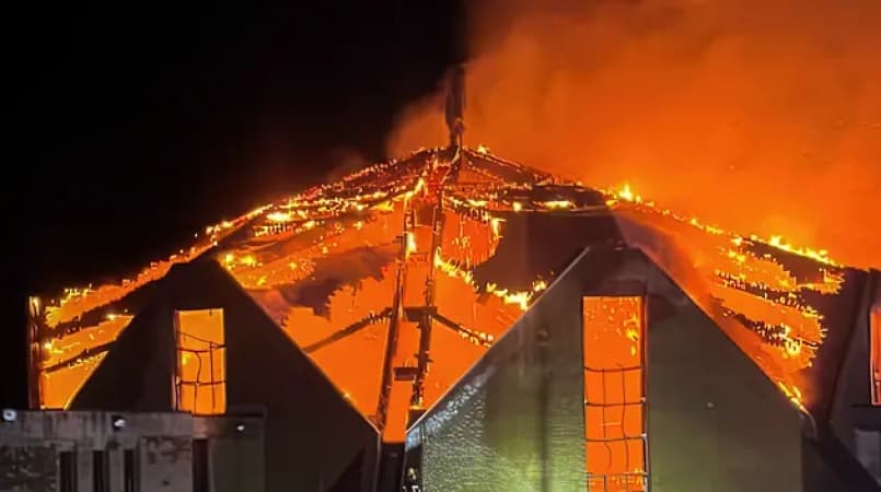 Large overnight fire destroys church