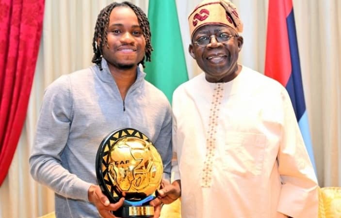 Super Eagles Star Lookman visits Tinubu in Lagos