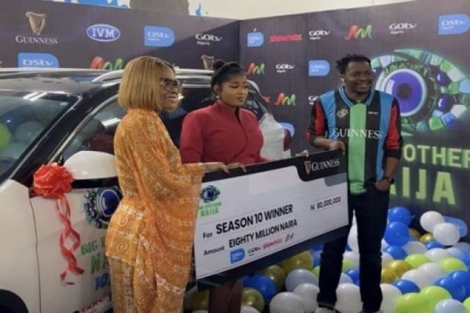BREAKING: BBNaija S10 winner Imisi receives grand prize of N150m in Lagos
