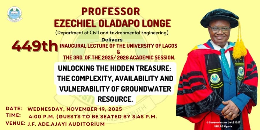 Professor Longe Delivers UNILAG’s 449th Inaugural Lecture, Nov. 19