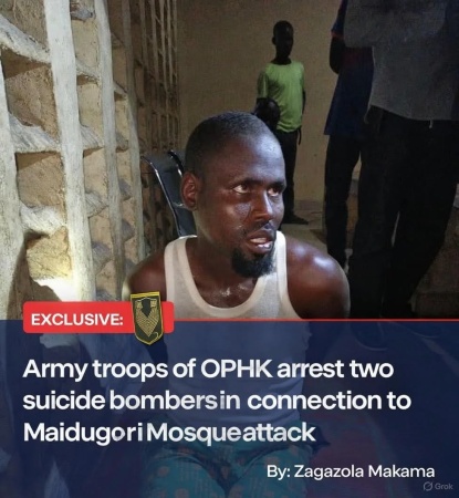 Suspected suicide bomber arrested at Borno mosque